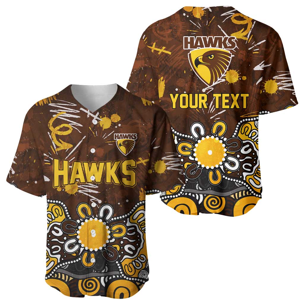 Personalized Hawthorn Hawks Baseball Jersey Aboriginal Dot Painting Graffiti Style