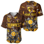 Personalized Hawthorn Hawks Baseball Jersey Aboriginal Dot Painting Graffiti Style