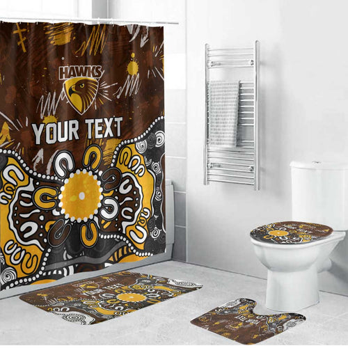 Personalized Hawthorn Hawks Bathroom Set Aboriginal Dot Painting Graffiti Style