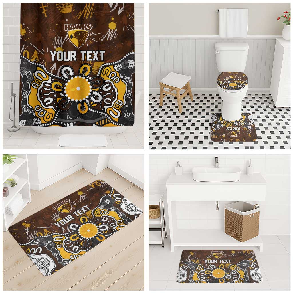 Personalized Hawthorn Hawks Bathroom Set Aboriginal Dot Painting Graffiti Style