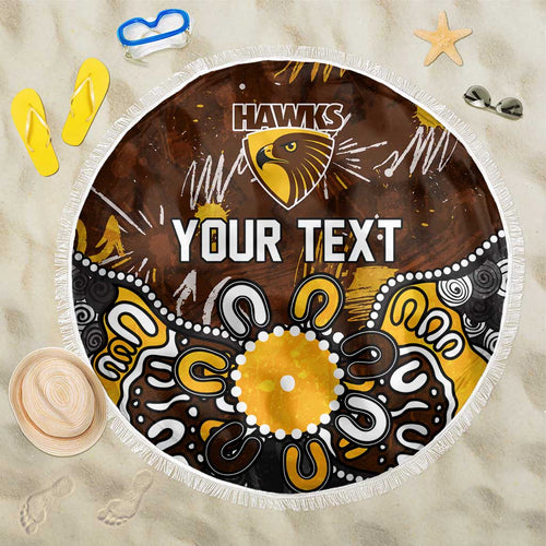 Personalized Hawthorn Hawks Beach Blanket Aboriginal Dot Painting Graffiti Style