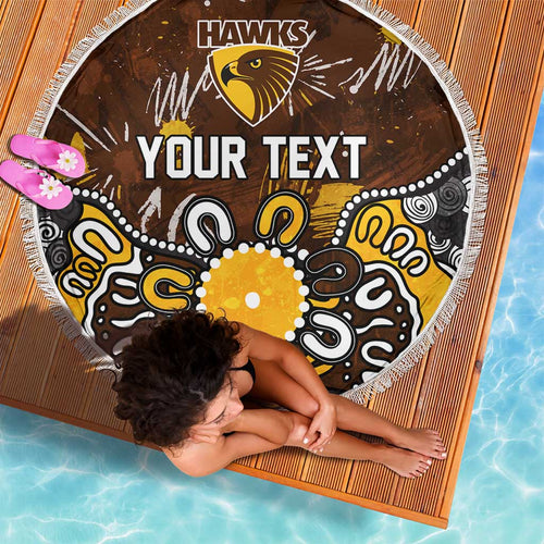 Personalized Hawthorn Hawks Beach Blanket Aboriginal Dot Painting Graffiti Style