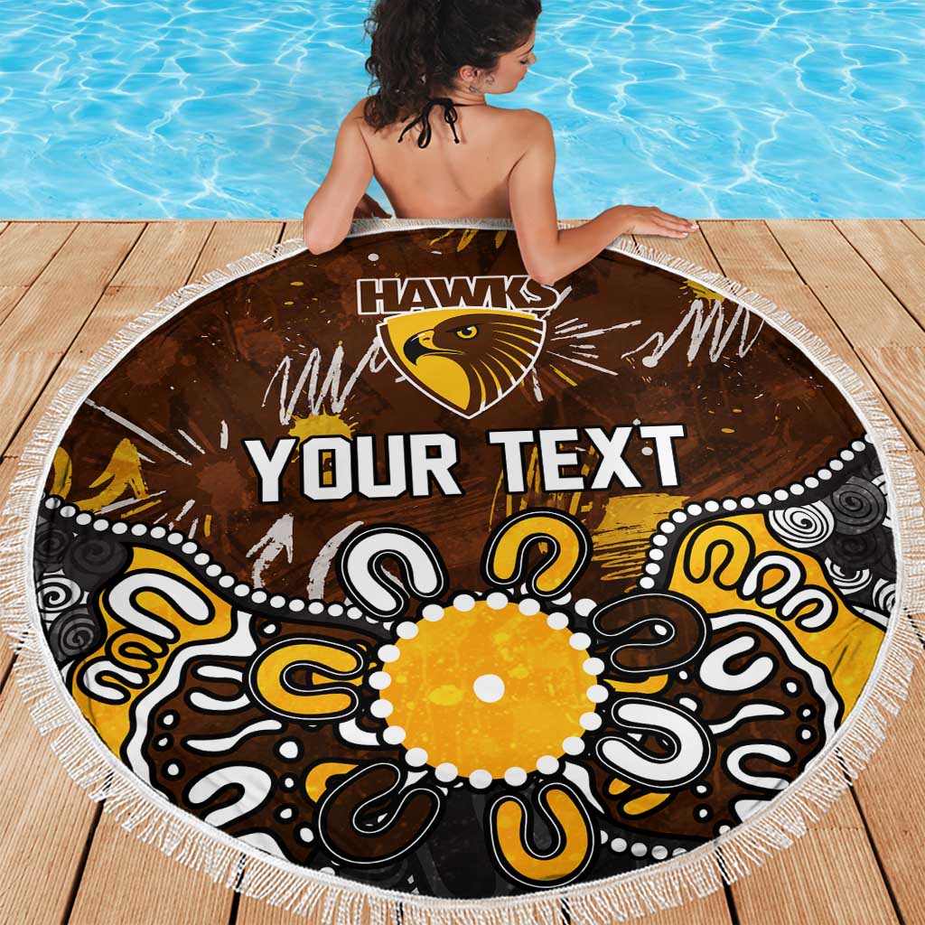 Personalized Hawthorn Hawks Beach Blanket Aboriginal Dot Painting Graffiti Style