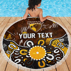 Personalized Hawthorn Hawks Beach Blanket Aboriginal Dot Painting Graffiti Style
