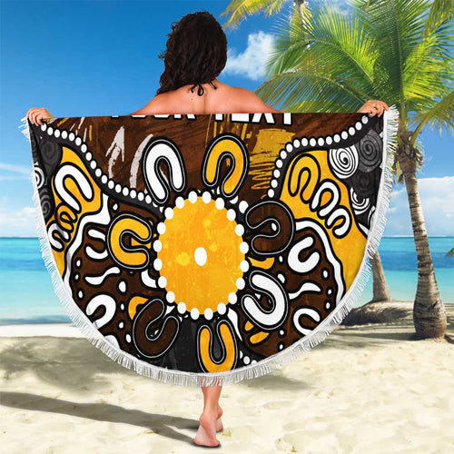 Personalized Hawthorn Hawks Beach Blanket Aboriginal Dot Painting Graffiti Style