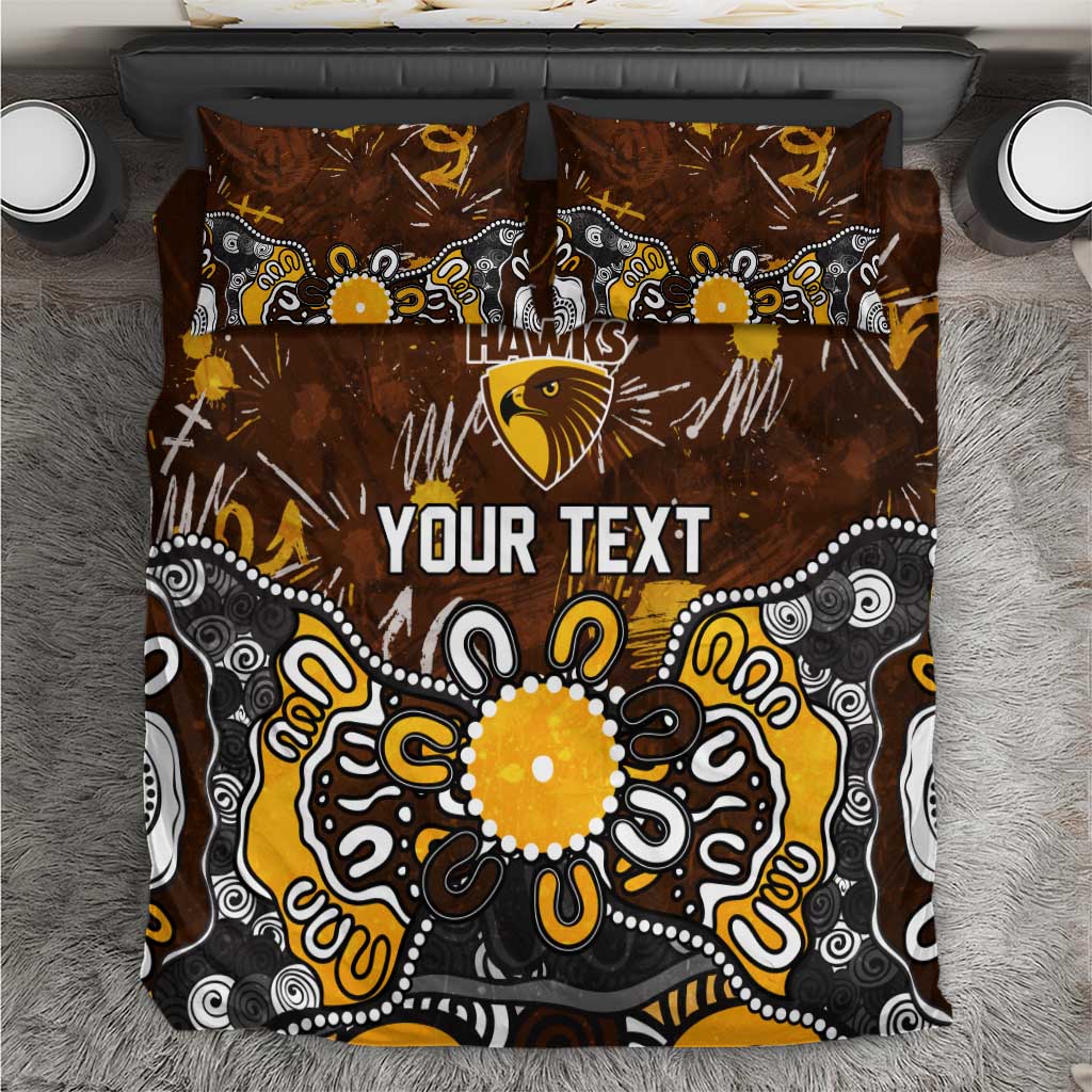 Personalized Hawthorn Hawks Bedding Set Aboriginal Dot Painting Graffiti Style