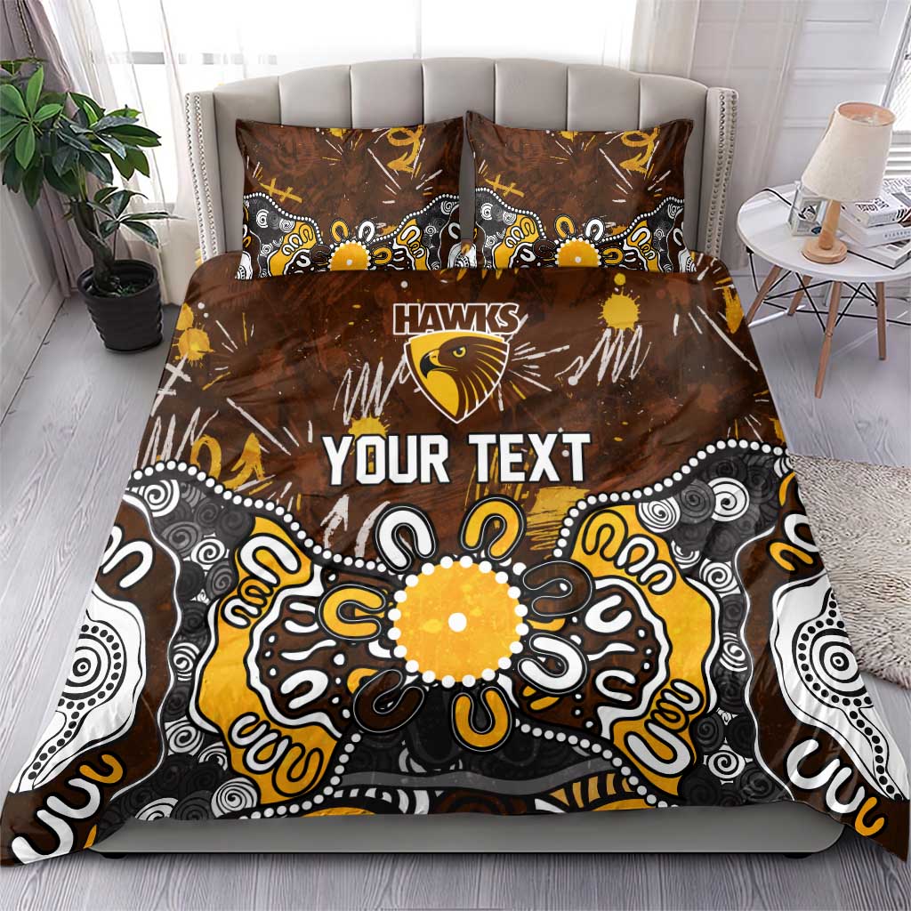 Personalized Hawthorn Hawks Bedding Set Aboriginal Dot Painting Graffiti Style