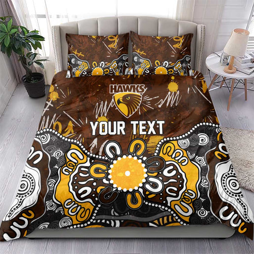 Personalized Hawthorn Hawks Bedding Set Aboriginal Dot Painting Graffiti Style