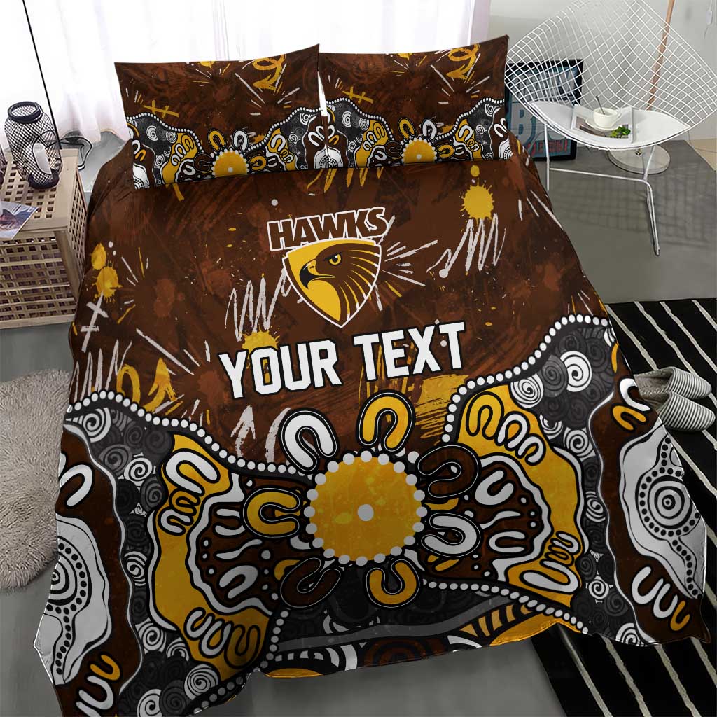 Personalized Hawthorn Hawks Bedding Set Aboriginal Dot Painting Graffiti Style