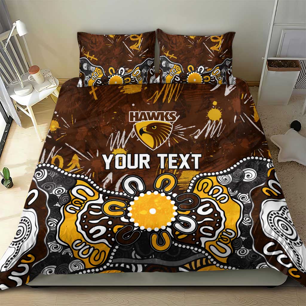Personalized Hawthorn Hawks Bedding Set Aboriginal Dot Painting Graffiti Style