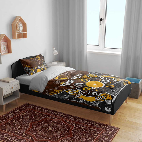 Personalized Hawthorn Hawks Bedding Set Aboriginal Dot Painting Graffiti Style