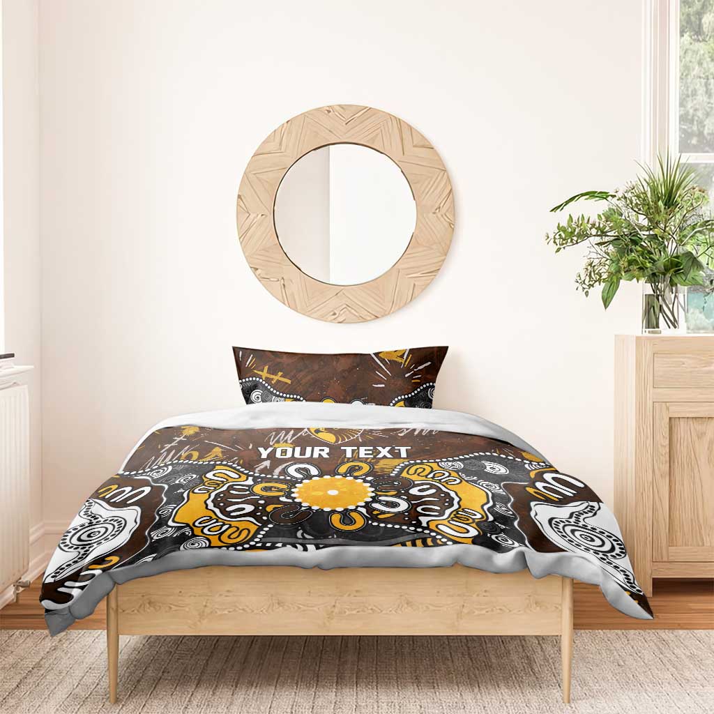 Personalized Hawthorn Hawks Bedding Set Aboriginal Dot Painting Graffiti Style