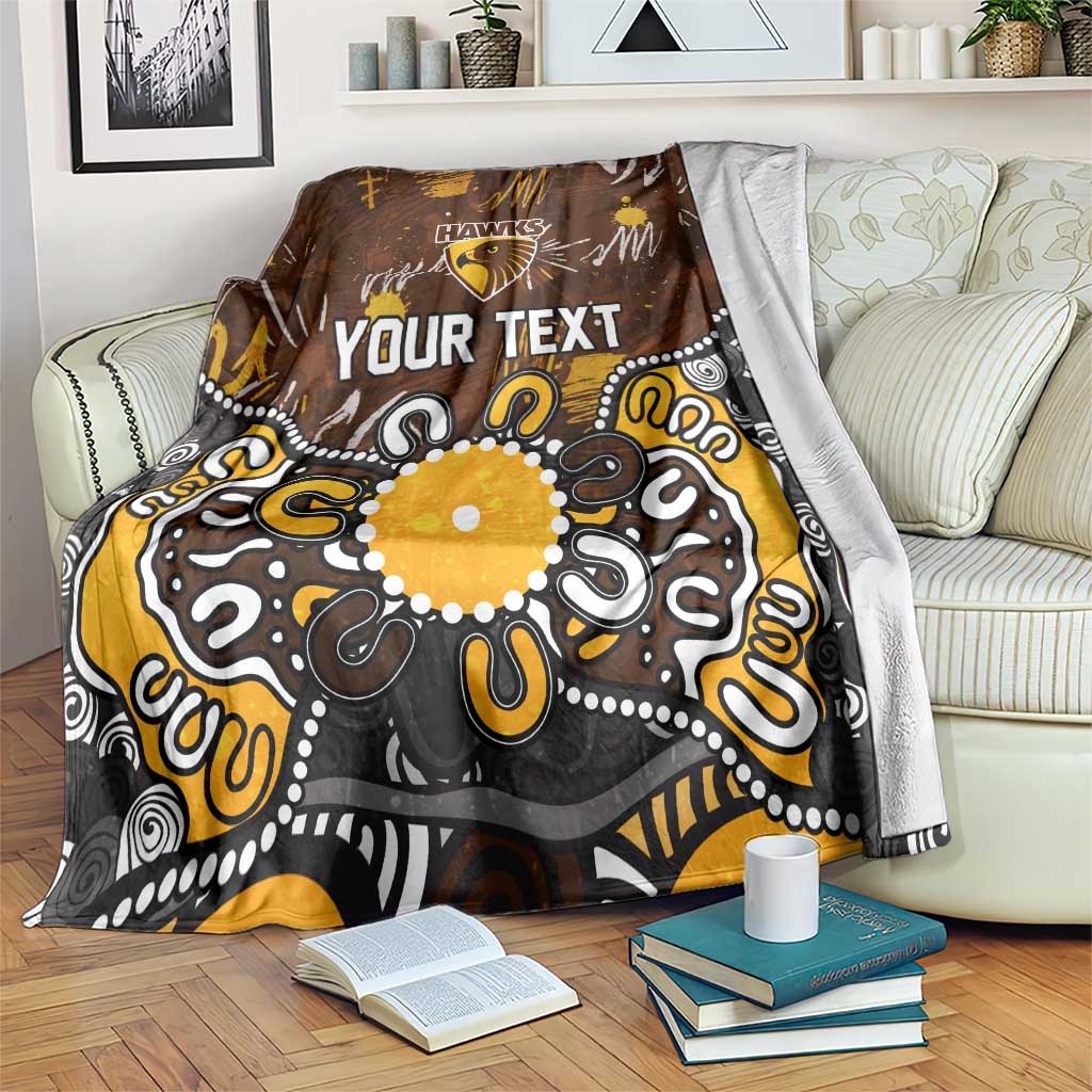 Personalized Hawthorn Hawks Blanket Aboriginal Dot Painting Graffiti Style