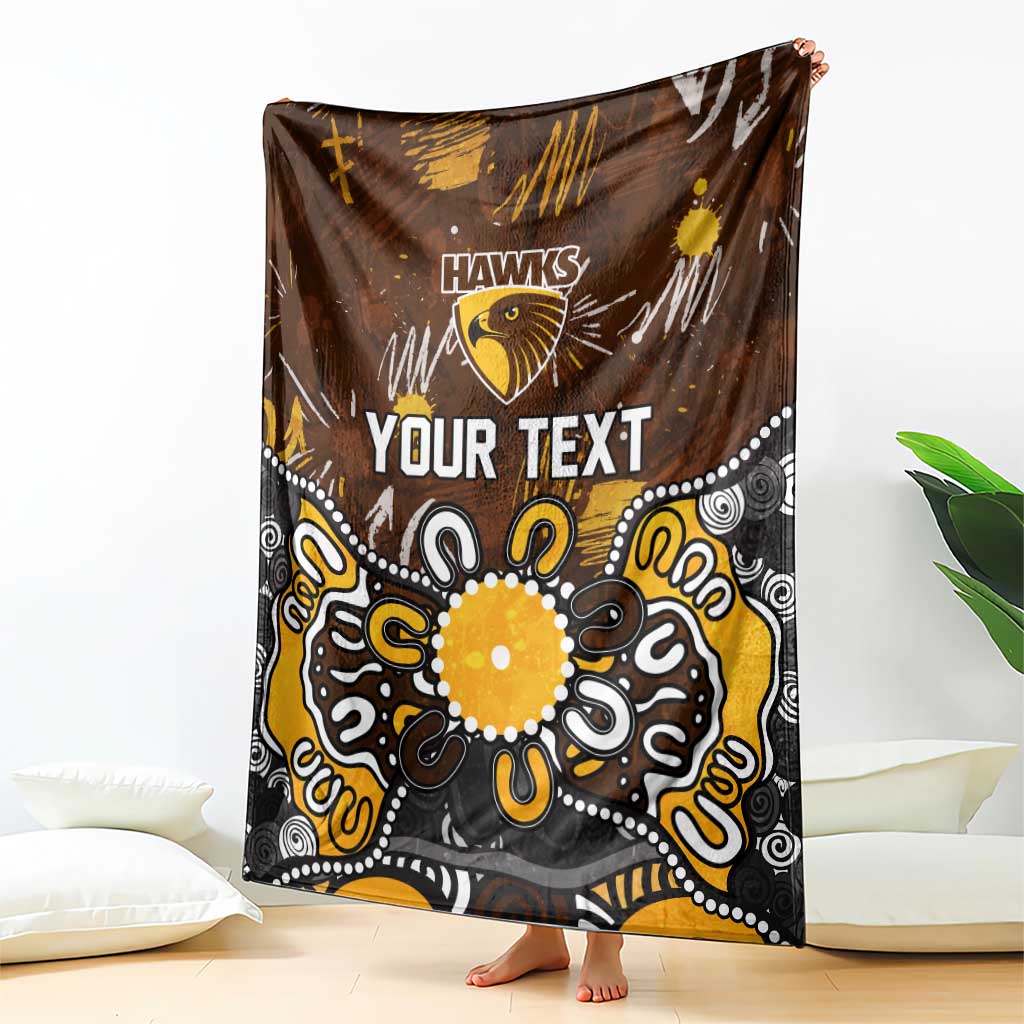 Personalized Hawthorn Hawks Blanket Aboriginal Dot Painting Graffiti Style