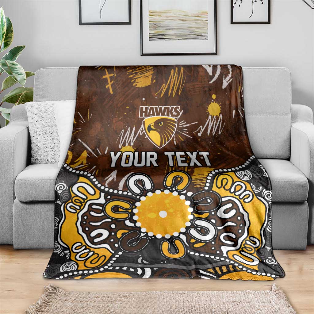 Personalized Hawthorn Hawks Blanket Aboriginal Dot Painting Graffiti Style