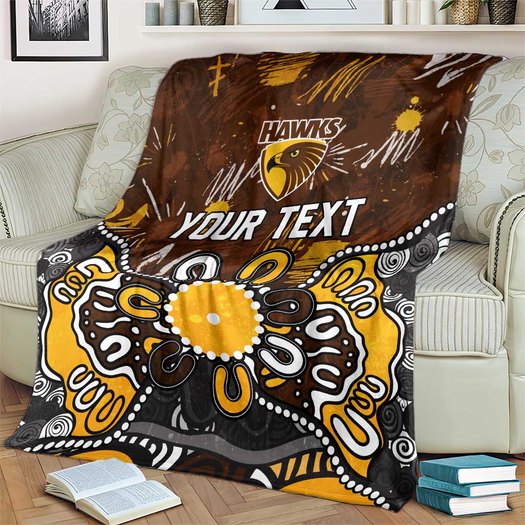 Personalized Hawthorn Hawks Blanket Aboriginal Dot Painting Graffiti Style