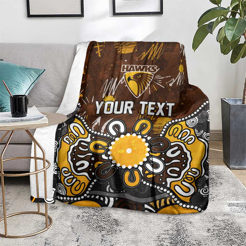Personalized Hawthorn Hawks Blanket Aboriginal Dot Painting Graffiti Style