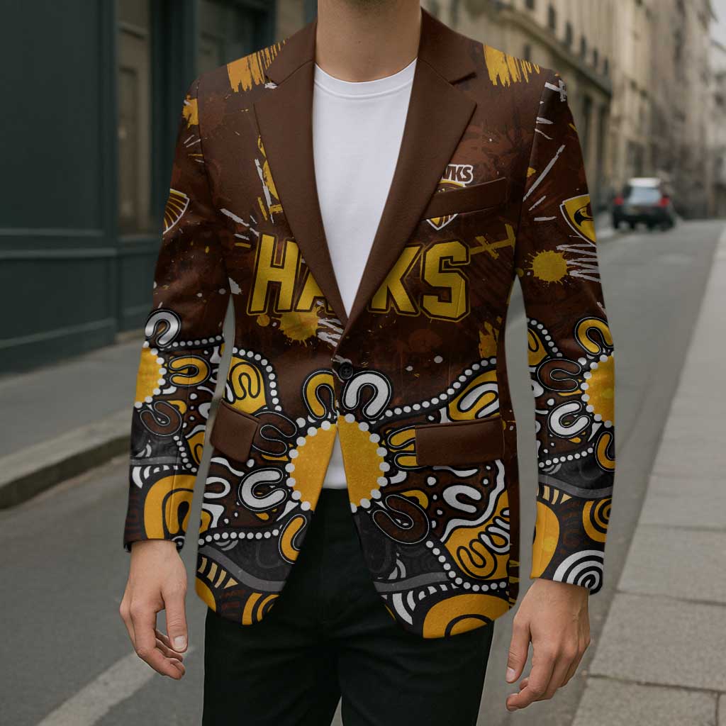 Personalized Hawthorn Hawks Blazer Aboriginal Dot Painting Graffiti Style