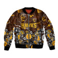 Personalized Hawthorn Hawks Bomber Jacket Aboriginal Dot Painting Graffiti Style