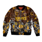 Personalized Hawthorn Hawks Bomber Jacket Aboriginal Dot Painting Graffiti Style