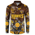 Personalized Hawthorn Hawks Button Sweatshirt Aboriginal Dot Painting Graffiti Style