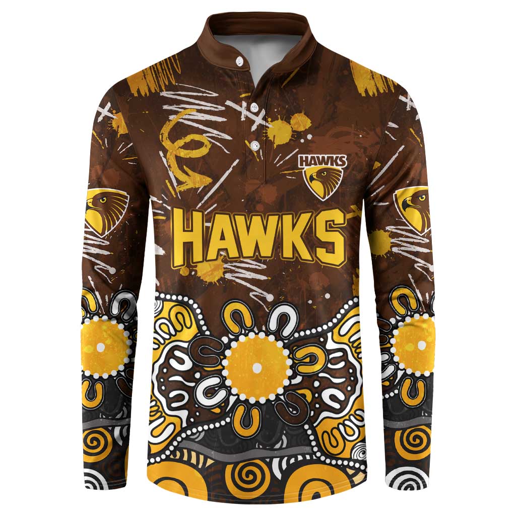 Personalized Hawthorn Hawks Button Sweatshirt Aboriginal Dot Painting Graffiti Style