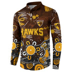 Personalized Hawthorn Hawks Button Sweatshirt Aboriginal Dot Painting Graffiti Style