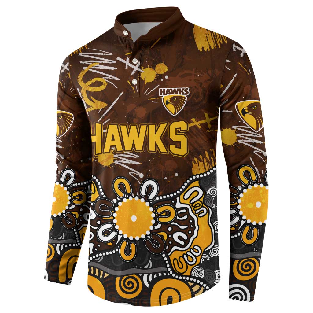 Personalized Hawthorn Hawks Button Sweatshirt Aboriginal Dot Painting Graffiti Style