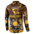 Personalized Hawthorn Hawks Button Sweatshirt Aboriginal Dot Painting Graffiti Style