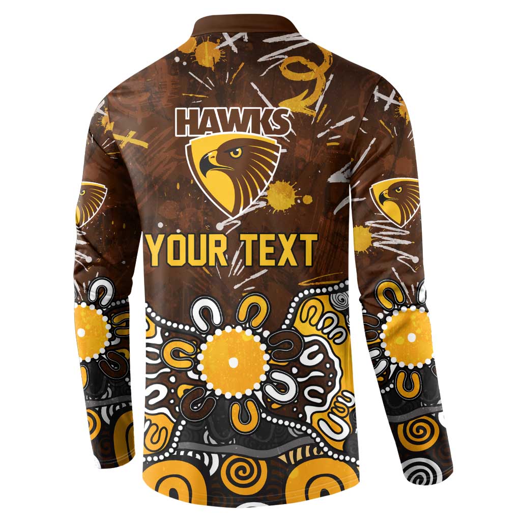 Personalized Hawthorn Hawks Button Sweatshirt Aboriginal Dot Painting Graffiti Style