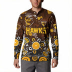 Personalized Hawthorn Hawks Button Sweatshirt Aboriginal Dot Painting Graffiti Style