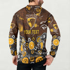 Personalized Hawthorn Hawks Button Sweatshirt Aboriginal Dot Painting Graffiti Style