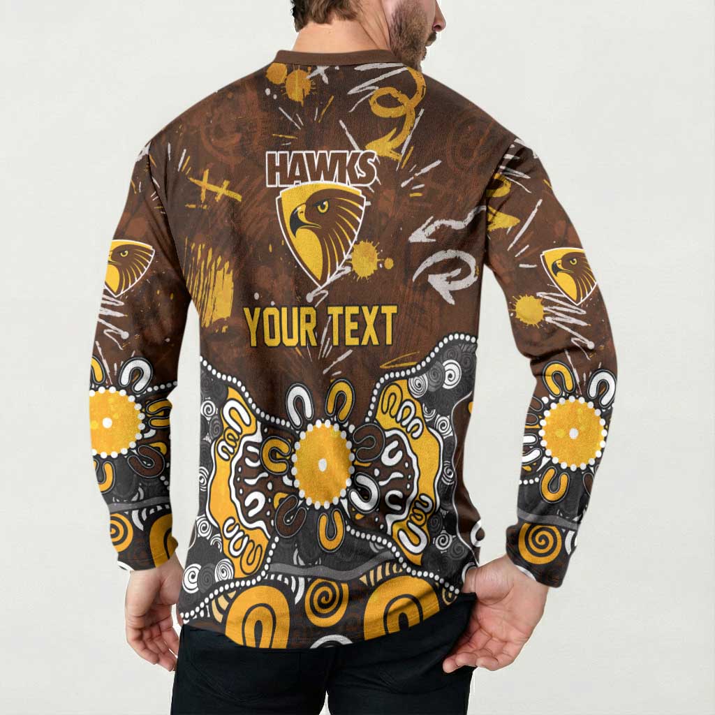 Personalized Hawthorn Hawks Button Sweatshirt Aboriginal Dot Painting Graffiti Style