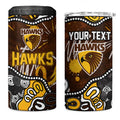 Personalized Hawthorn Hawks 4 in 1 Can Cooler Tumbler Aboriginal Dot Painting Graffiti Style