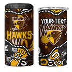 Personalized Hawthorn Hawks 4 in 1 Can Cooler Tumbler Aboriginal Dot Painting Graffiti Style