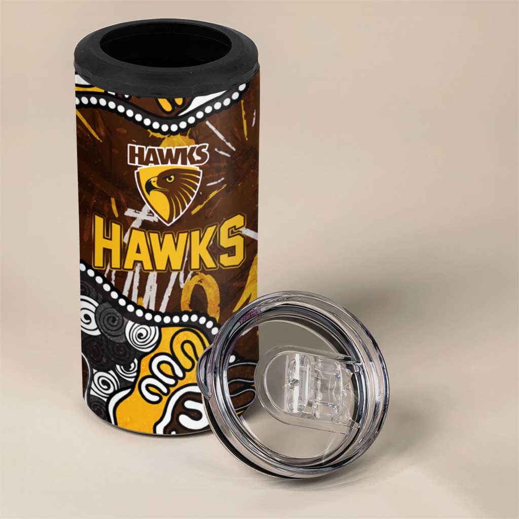 Personalized Hawthorn Hawks 4 in 1 Can Cooler Tumbler Aboriginal Dot Painting Graffiti Style