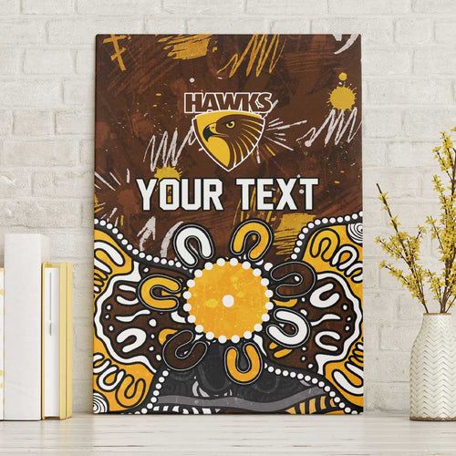 Personalized Hawthorn Hawks Canvas Wall Art Aboriginal Dot Painting Graffiti Style