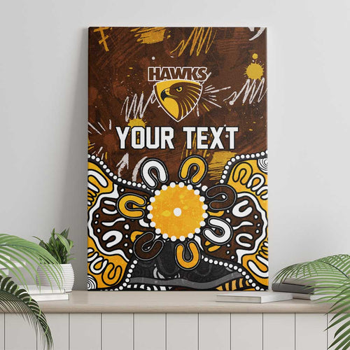 Personalized Hawthorn Hawks Canvas Wall Art Aboriginal Dot Painting Graffiti Style