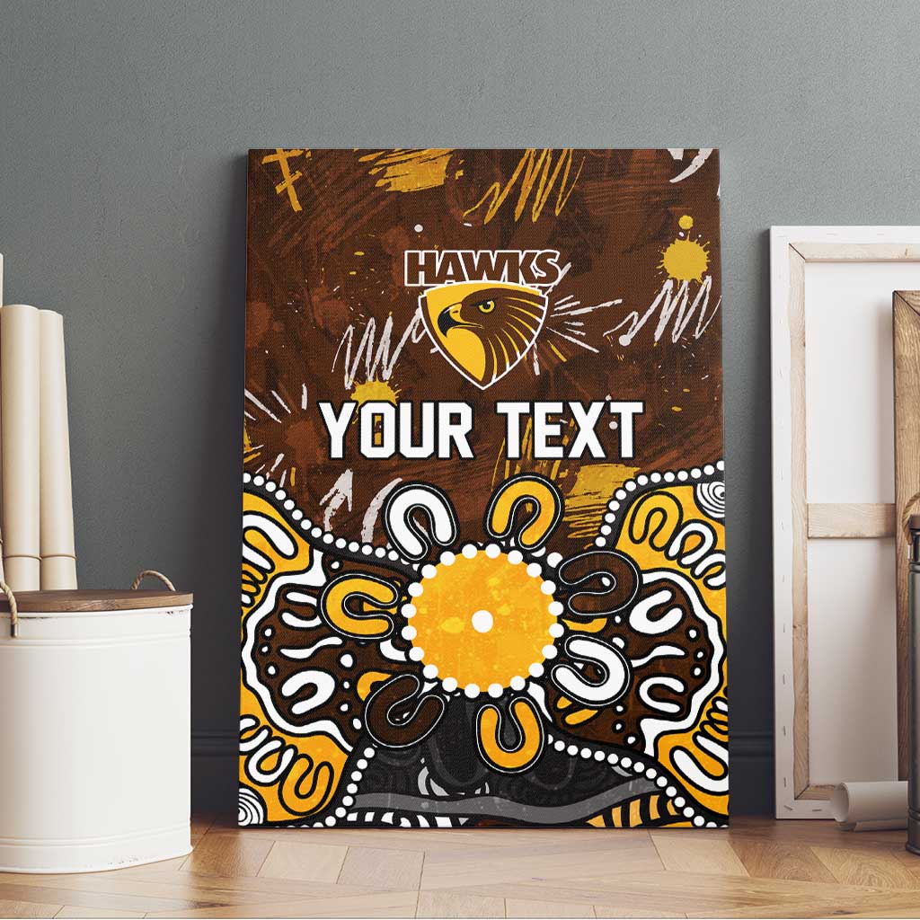 Personalized Hawthorn Hawks Canvas Wall Art Aboriginal Dot Painting Graffiti Style