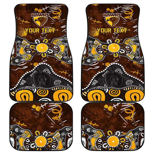 Personalized Hawthorn Hawks Car Mats Aboriginal Dot Painting Graffiti Style