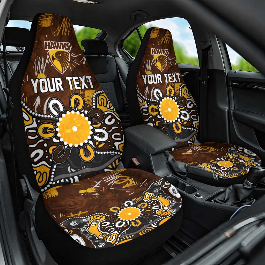 Personalized Hawthorn Hawks Car Seat Cover Aboriginal Dot Painting Graffiti Style
