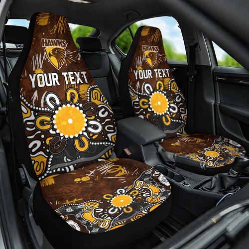Personalized Hawthorn Hawks Car Seat Cover Aboriginal Dot Painting Graffiti Style