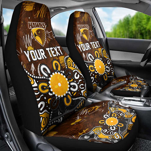 Personalized Hawthorn Hawks Car Seat Cover Aboriginal Dot Painting Graffiti Style
