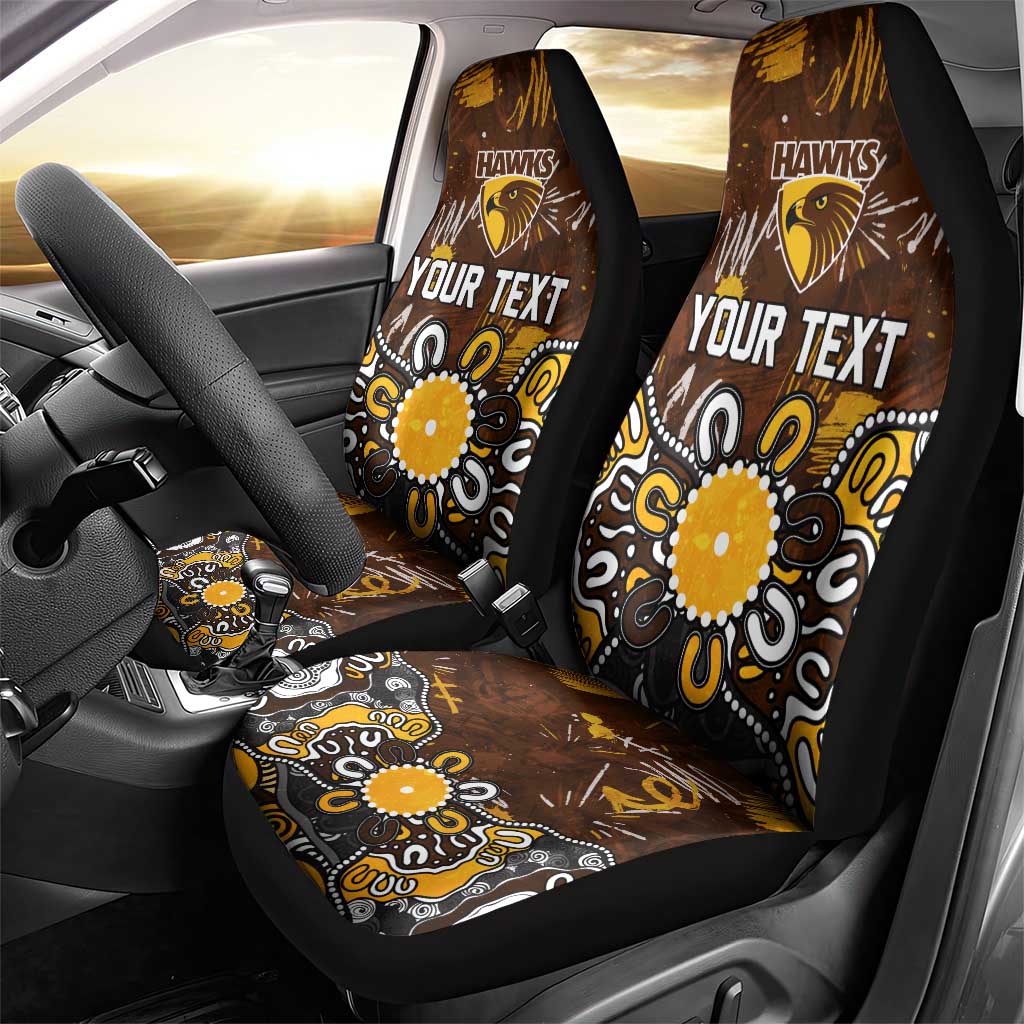 Personalized Hawthorn Hawks Car Seat Cover Aboriginal Dot Painting Graffiti Style