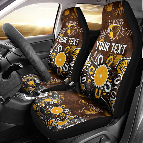 Personalized Hawthorn Hawks Car Seat Cover Aboriginal Dot Painting Graffiti Style