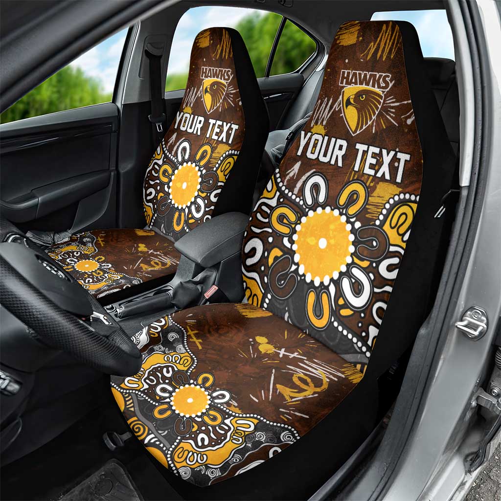 Personalized Hawthorn Hawks Car Seat Cover Aboriginal Dot Painting Graffiti Style