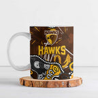 Personalized Hawthorn Hawks Ceramic Mug Aboriginal Dot Painting Graffiti Style