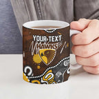 Personalized Hawthorn Hawks Ceramic Mug Aboriginal Dot Painting Graffiti Style