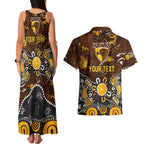 Personalized Hawthorn Hawks Couples Matching Tank Maxi Dress and Hawaiian Shirt Aboriginal Dot Painting Graffiti Style