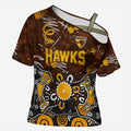 Personalized Hawthorn Hawks Cross Shoulder Shirt Aboriginal Dot Painting Graffiti Style